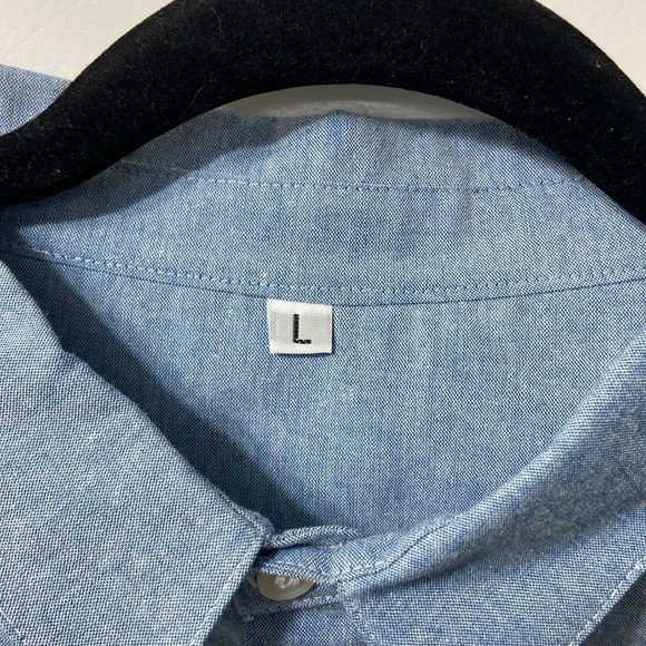 MEN’S BLUE COLOR BLOCK, SHORT SLEEVE CASUAL SHIRT.SIZE-LARGE. - Picture 10 of 12